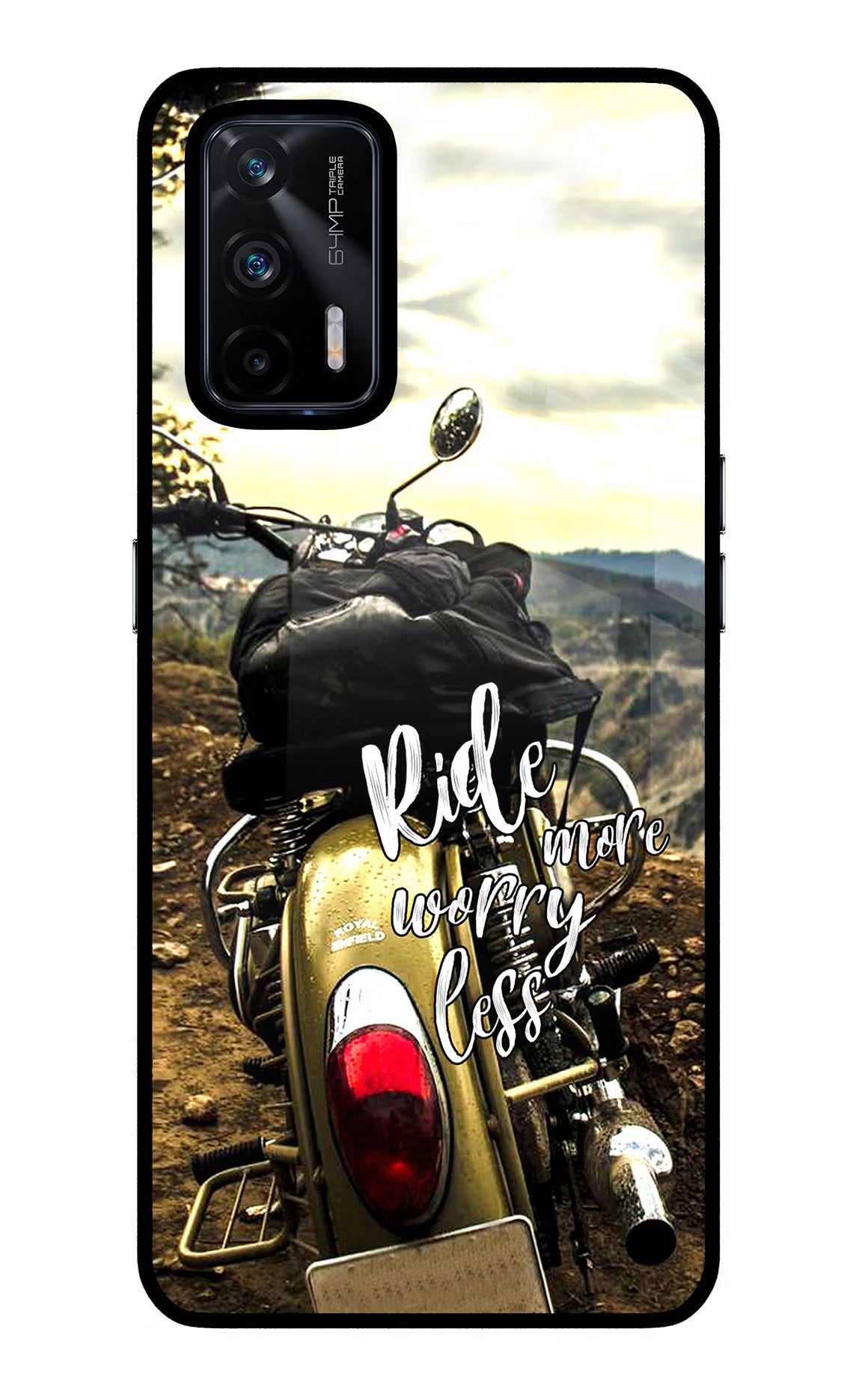 Ride More Worry Less Realme X7 Max Glass Case Back Cover by Casekaro
