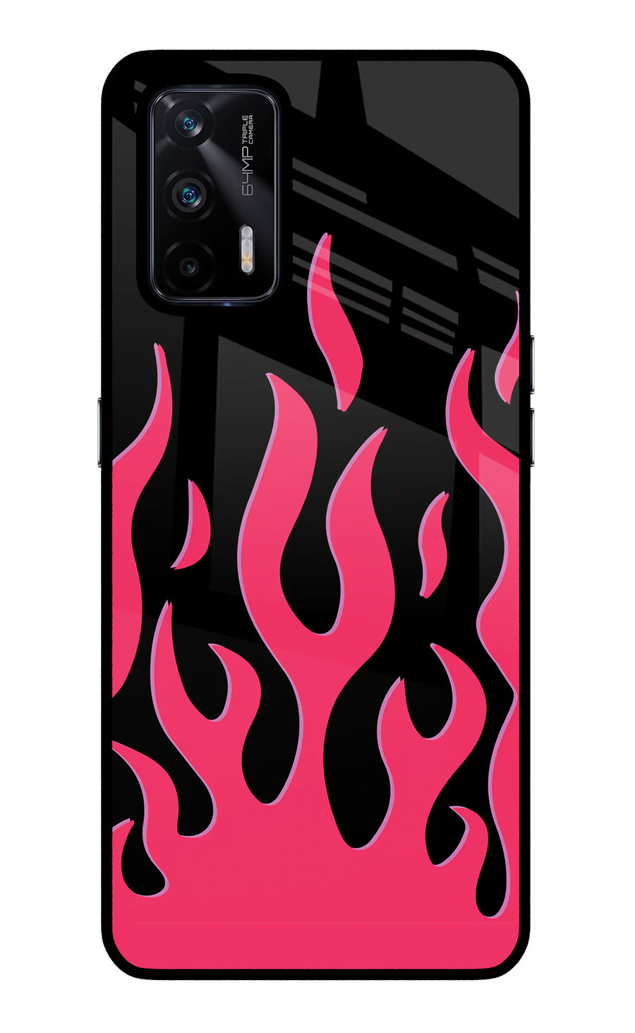 Fire Flames Realme X7 Max Back Cover, Glass case