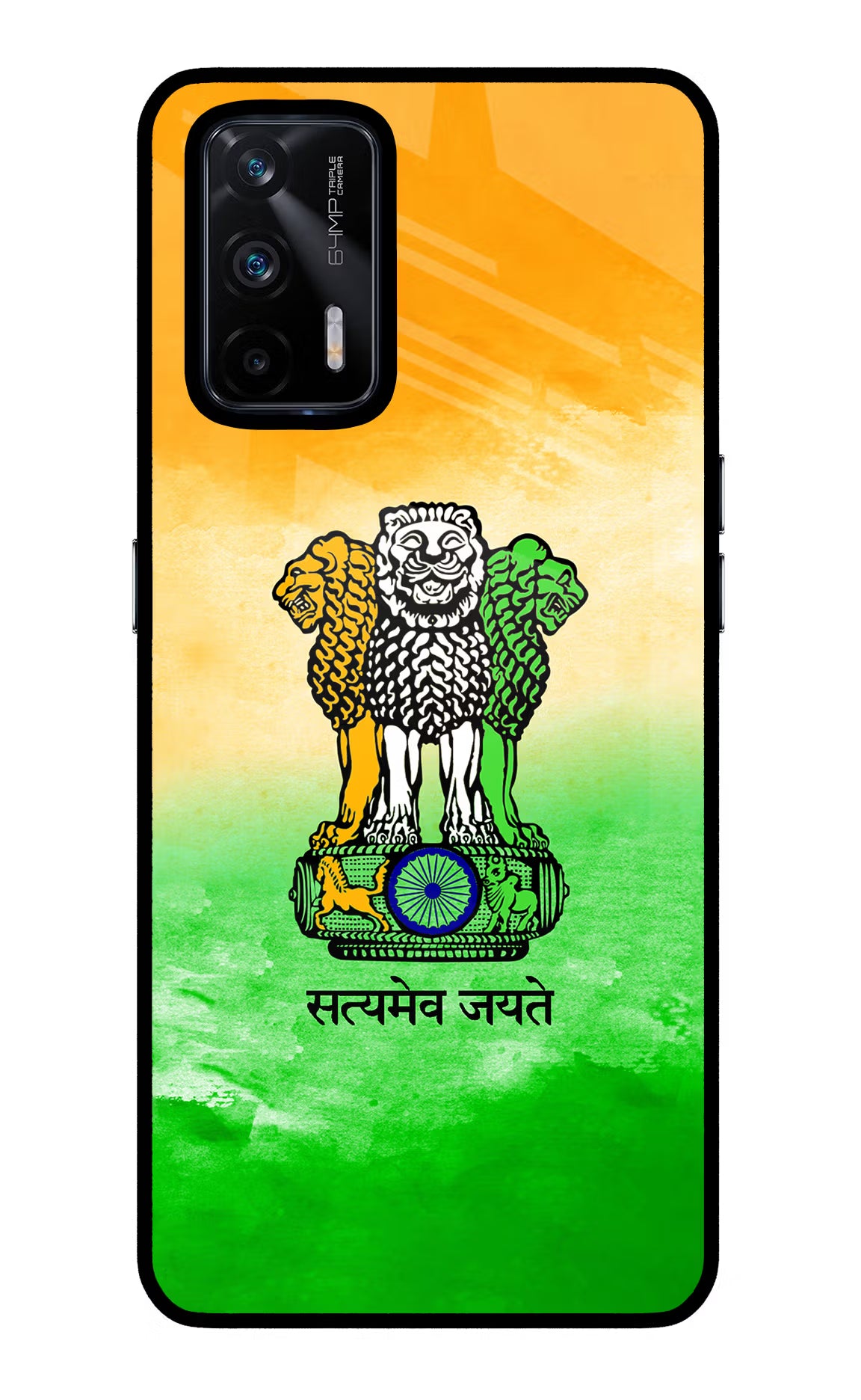 Satyamev Jayate Flag Realme X7 Max Glass Case Back Cover by Casekaro