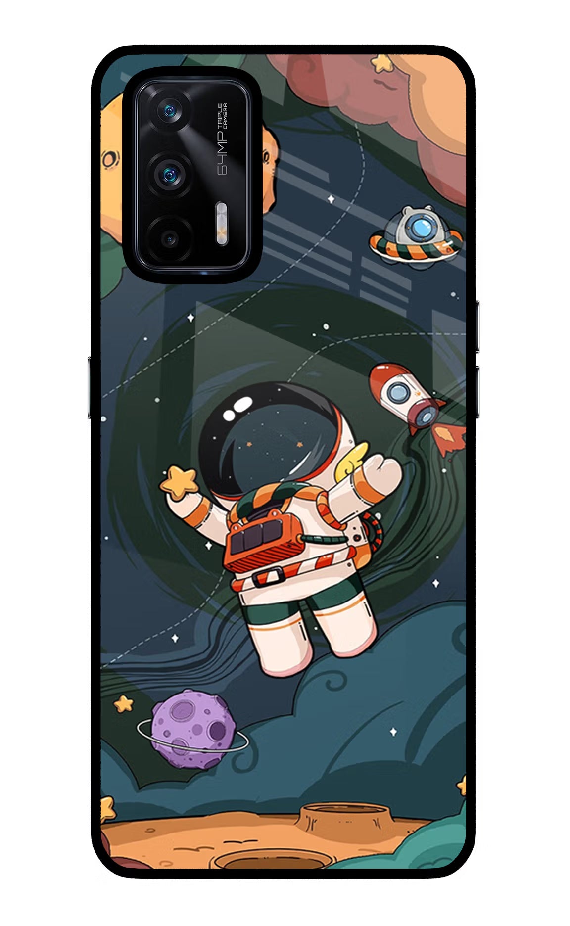 Cartoon Astronaut Realme X7 Max Glass Case