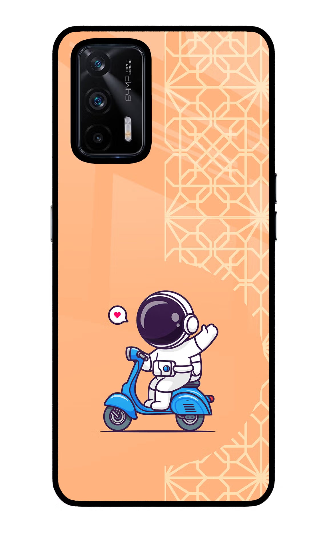 Cute Astronaut Riding Realme X7 Max Glass Case