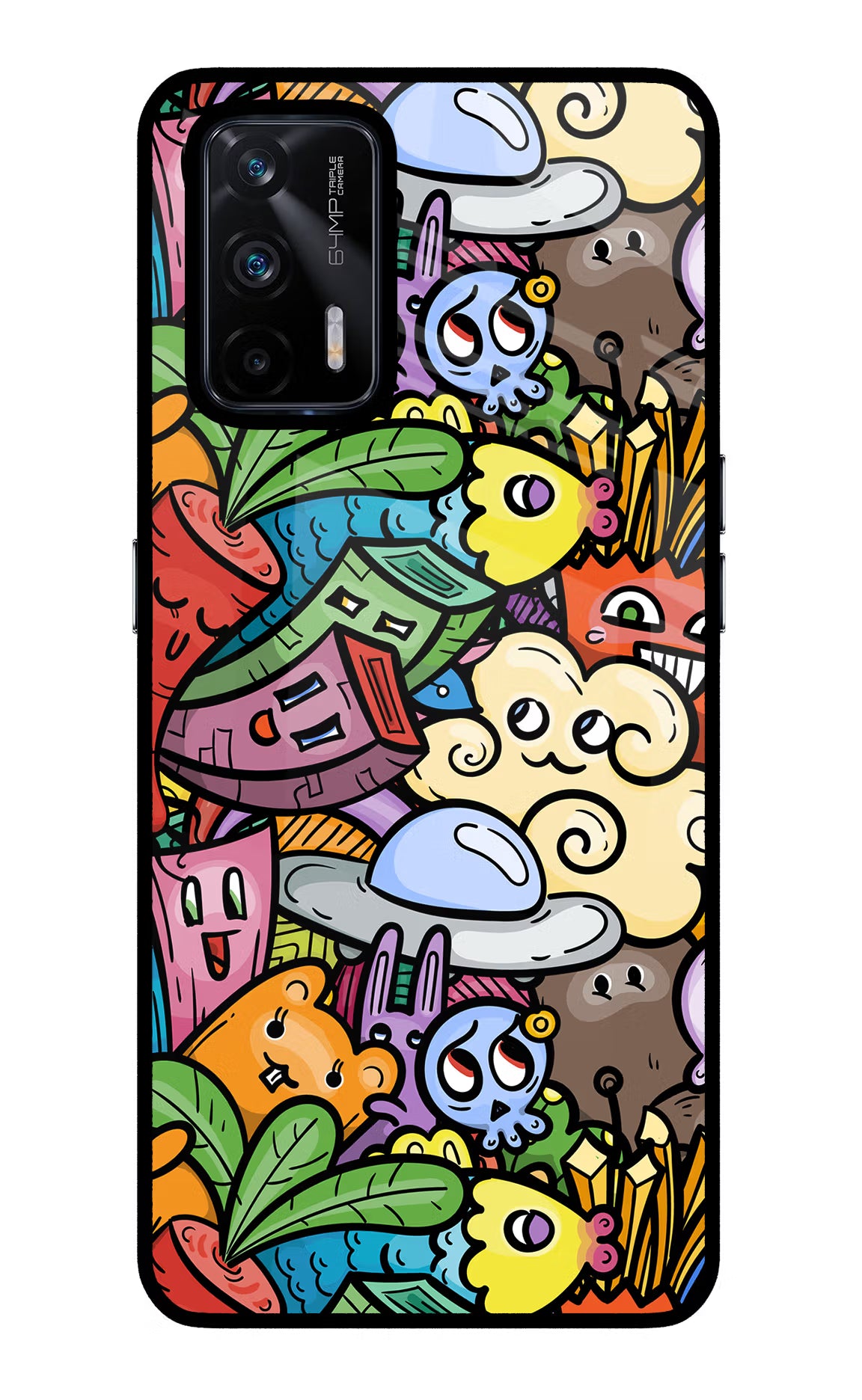 Veggie Doodle Realme X7 Max Glass Case Back Cover by Casekaro