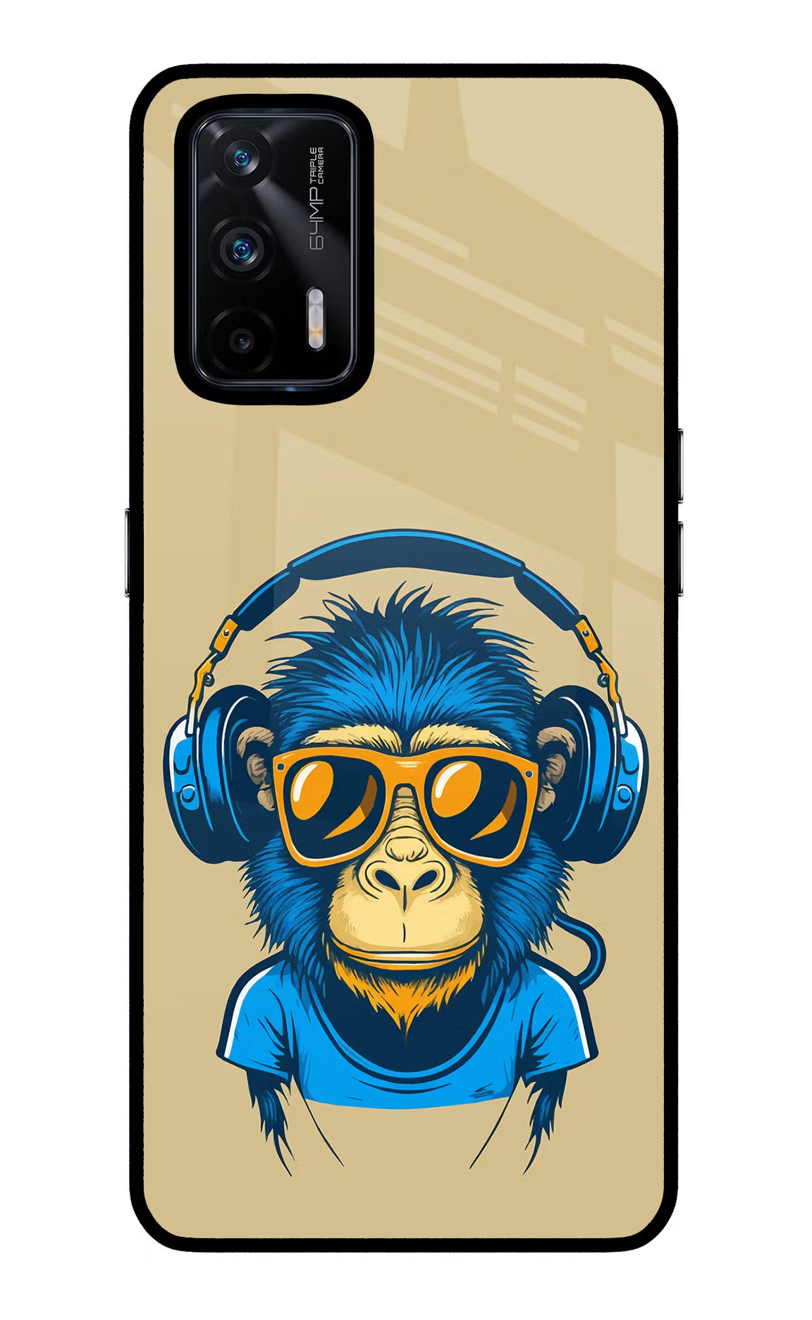 Monkey Headphone Realme X7 Max Glass Case Back Cover by Casekaro