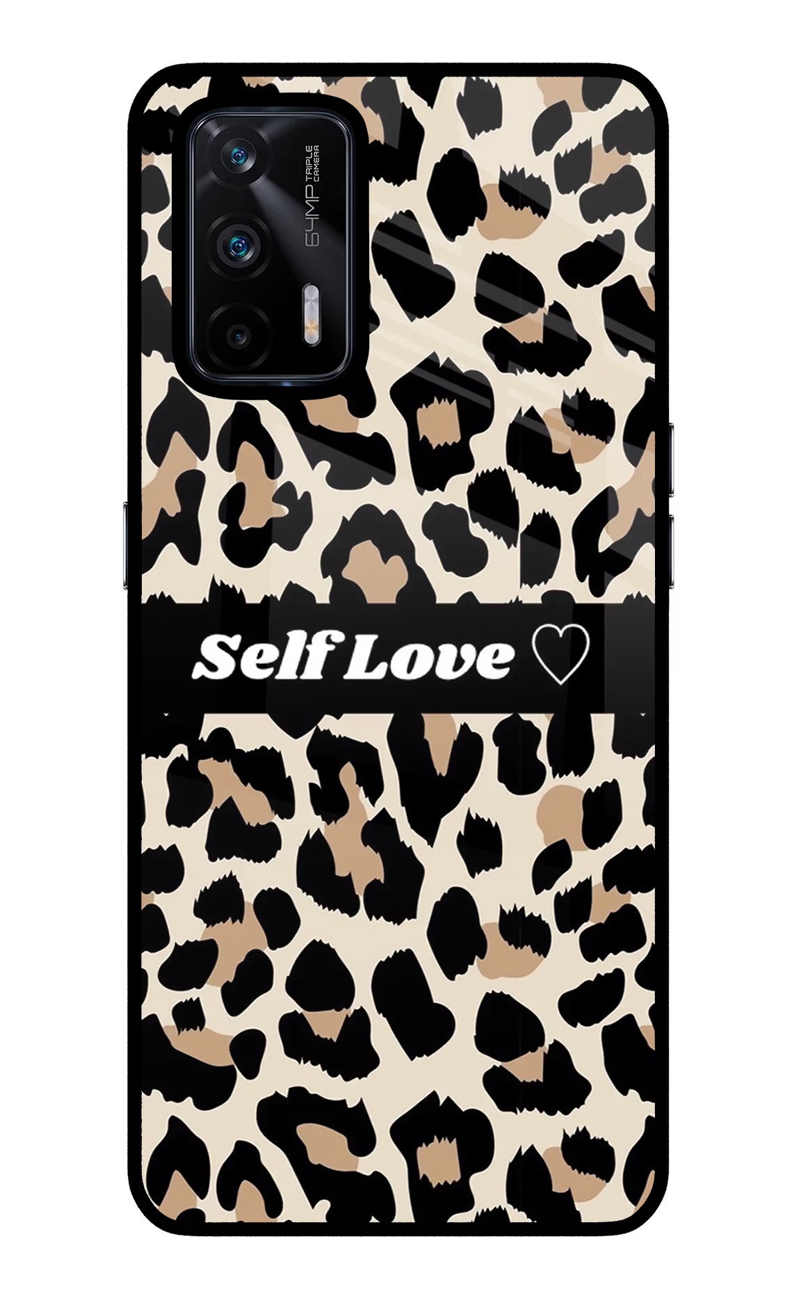 Leopard Print Self Love Realme X7 Max Glass Case Back Cover by Casekaro