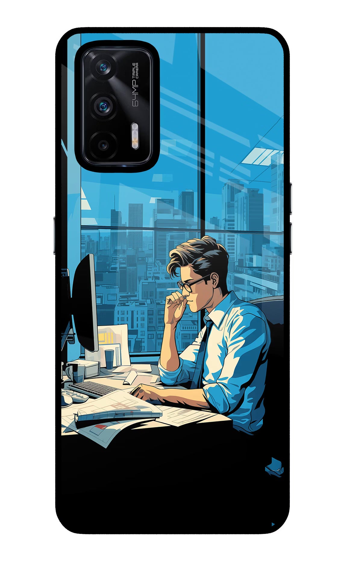 Focused Hustler (AI Generated) Realme X7 Max Glass Case Back Cover by Casekaro