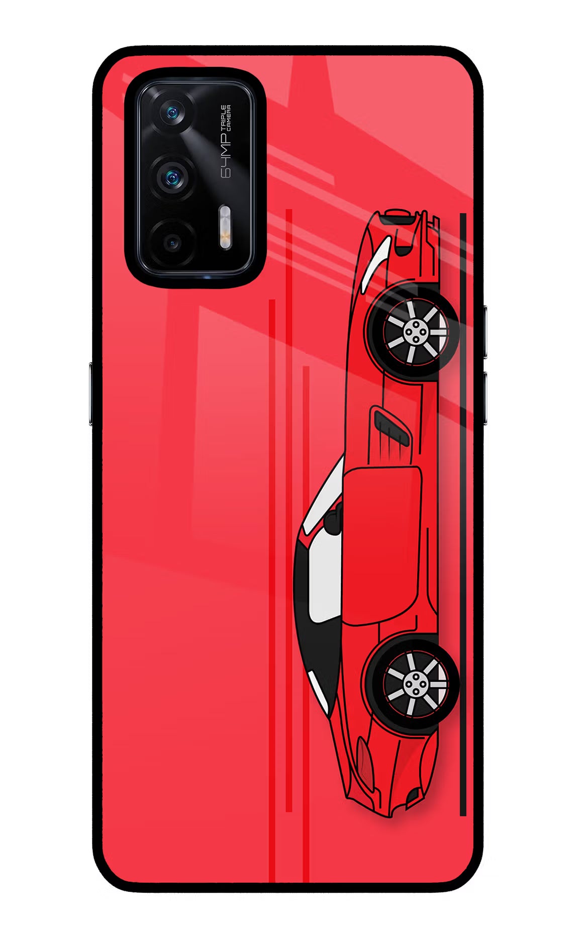 Red Velocity Realme X7 Max Glass Case Back Cover by Casekaro