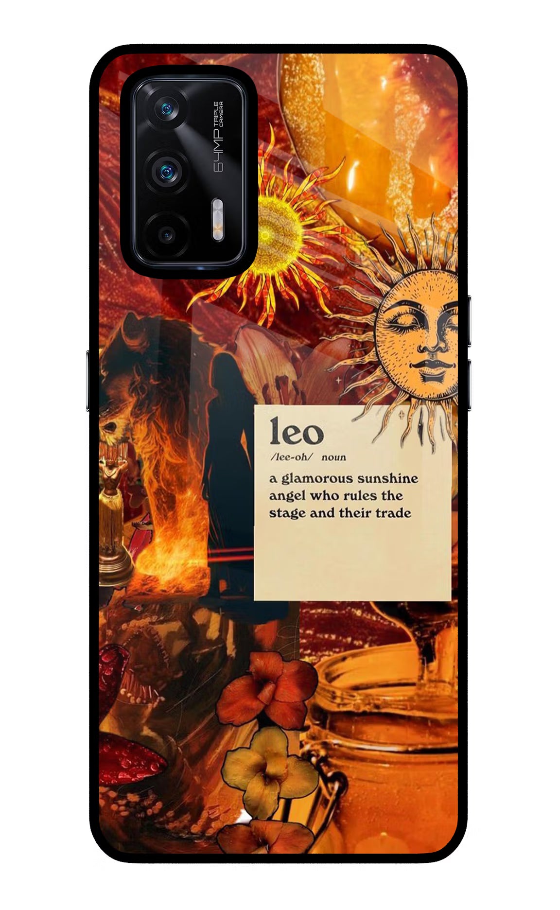 Leo Zodiac Realme X7 Max Glass Case Back Cover by Casekaro