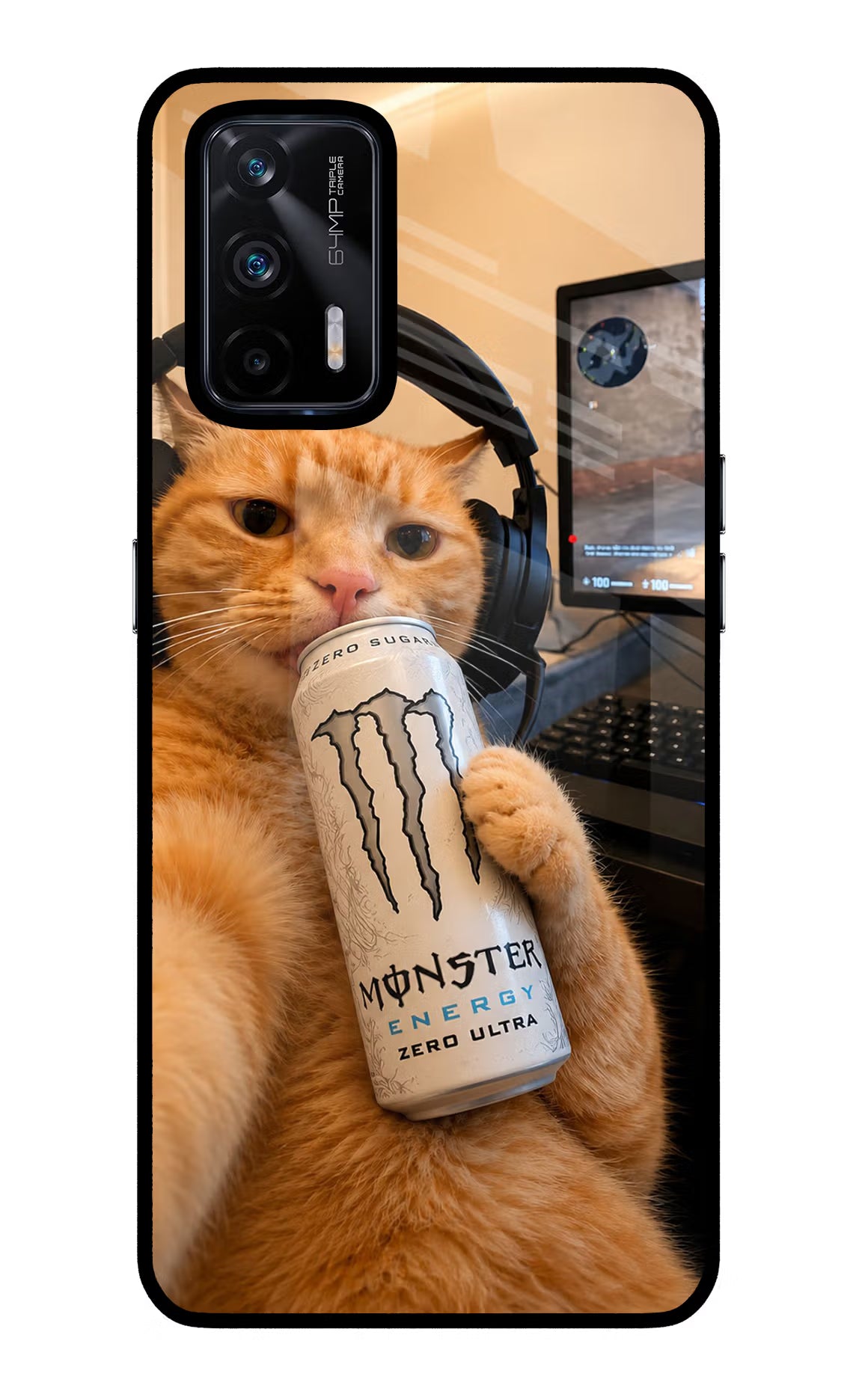 Gamer Cat Energy Realme X7 Max Glass Case