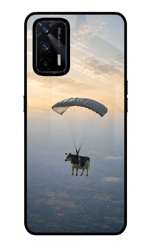 Skydiving Cow Realme X7 Max Glass Case