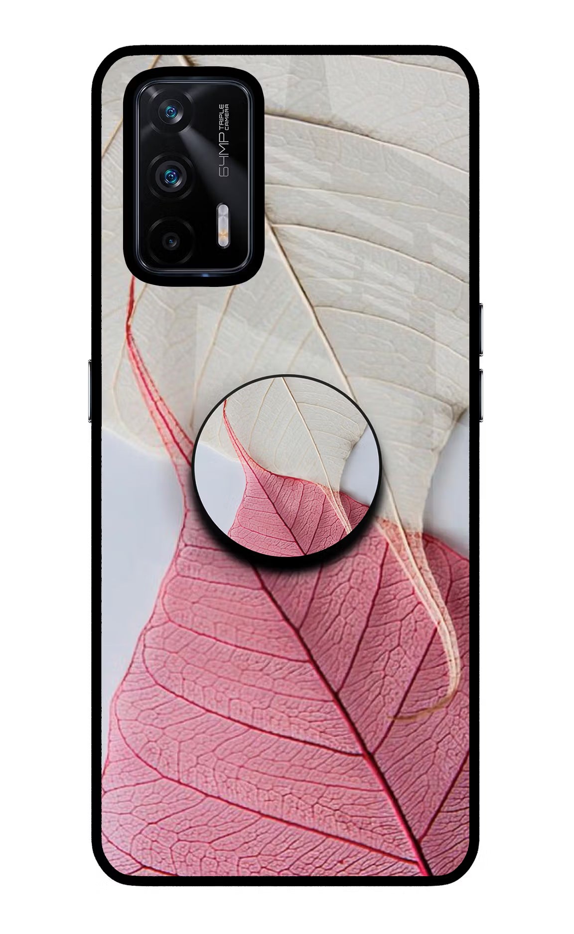 White Pink Leaf Realme X7 Max Pop Case by Casekaro
