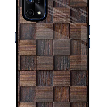 Wooden Cube Design Realme X7 Pro Glass Case Back Cover by Casekaro