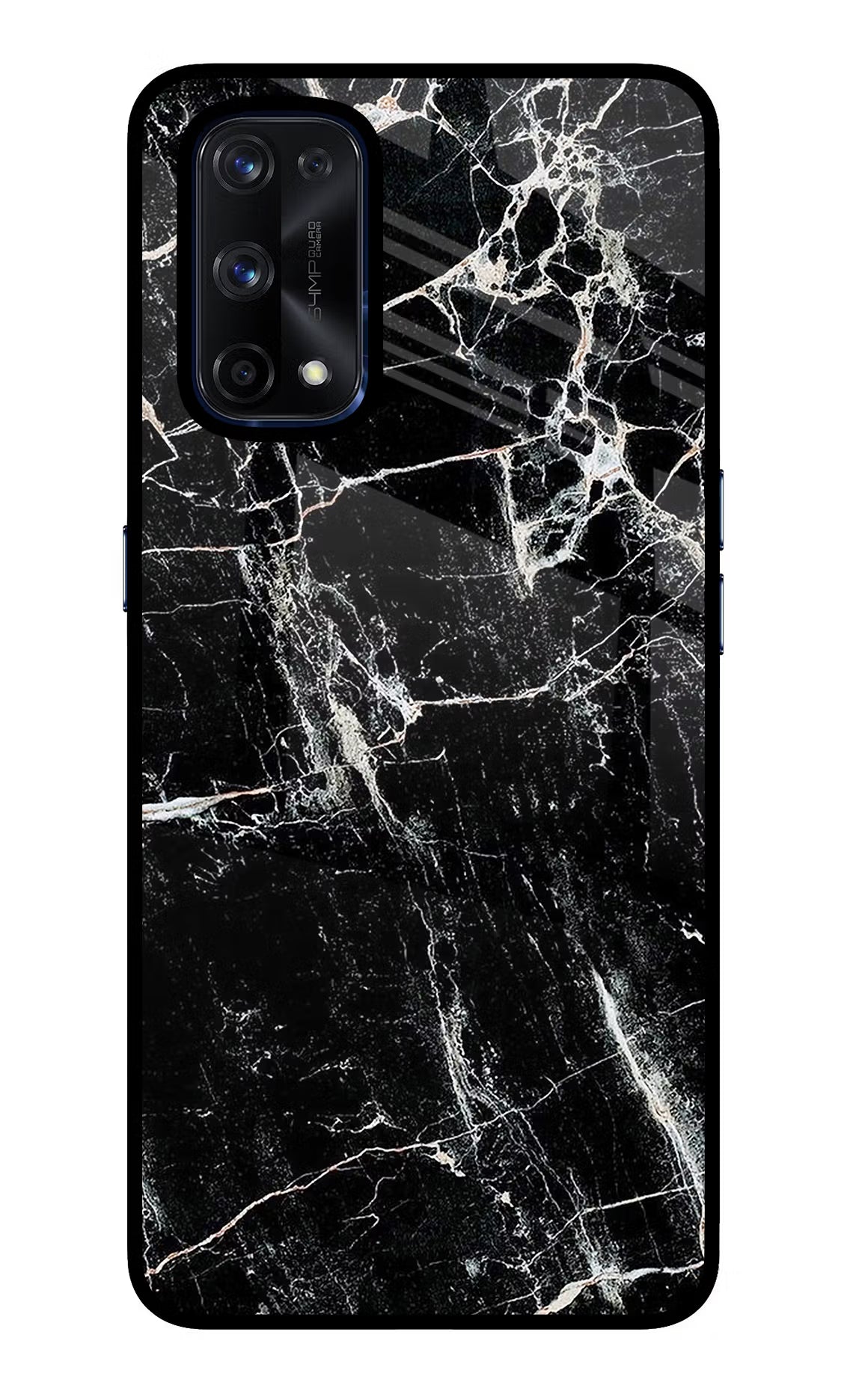 Black Marble Texture Realme X7 Pro Glass Case Back Cover by Casekaro