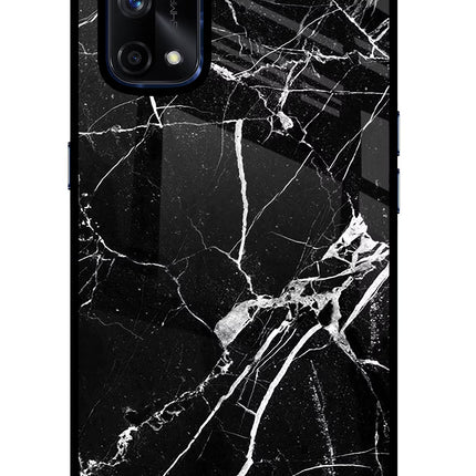 Black Marble Pattern Realme X7 Pro Glass Case Back Cover by Casekaro