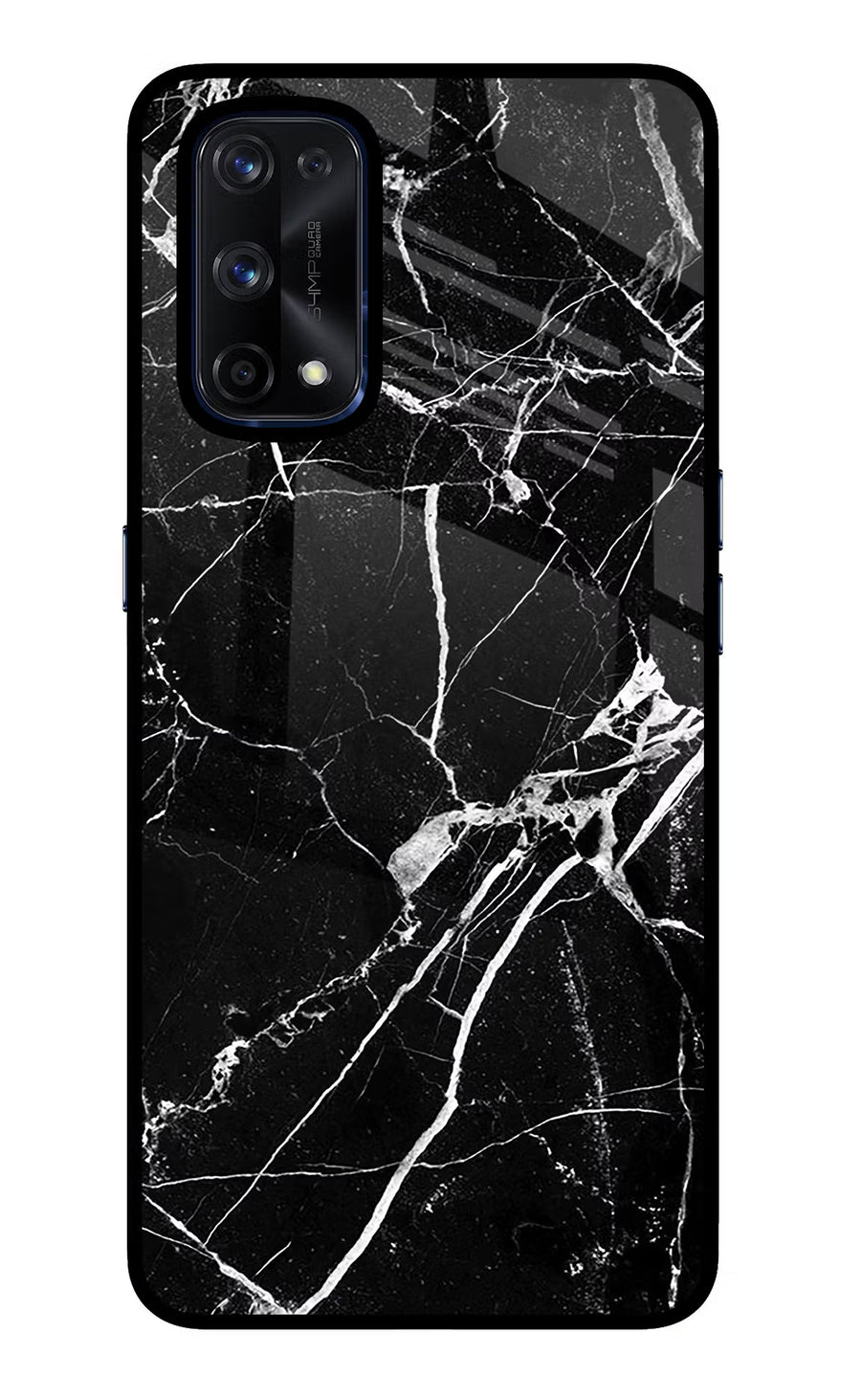 Black Marble Pattern Realme X7 Pro Back Cover, Glass case