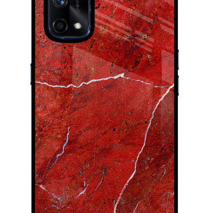 Red Marble Design Realme X7 Pro Glass Case Back Cover by Casekaro