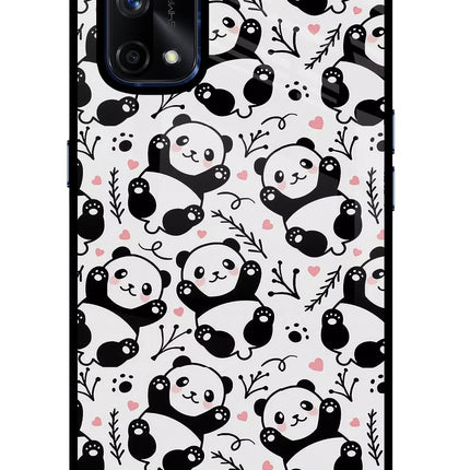 Cute Panda Realme X7 Pro Glass Case Back Cover by Casekaro