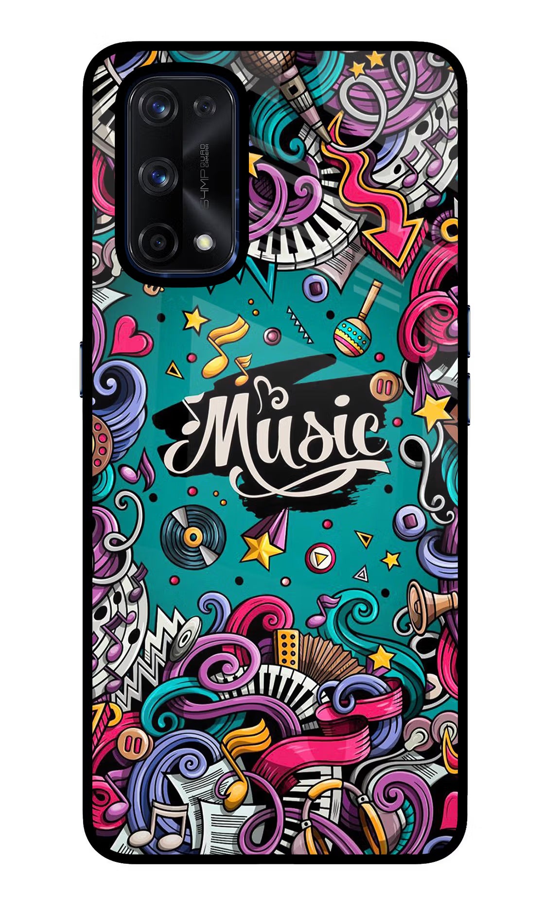 Music Graffiti Realme X7 Pro Glass Case Back Cover by Casekaro