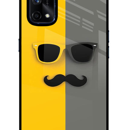 Sunglasses with Mustache Realme X7 Pro Glass Case Back Cover by Casekaro