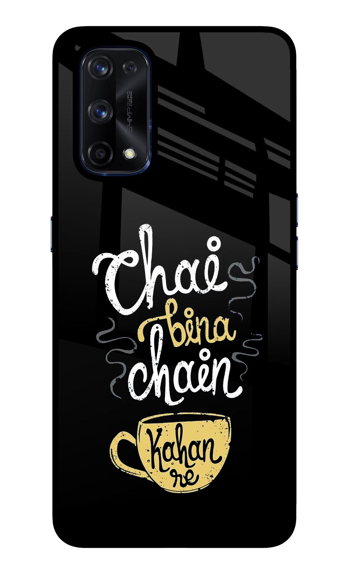 Chai Bina Chain Kaha Re Realme X7 Pro Glass Case Back Cover by Casekaro
