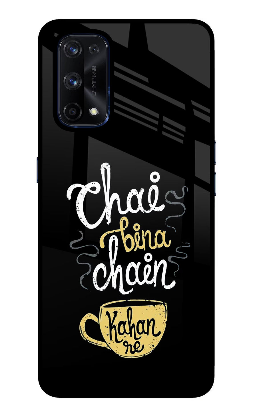 Chai Bina Chain Kaha Re Realme X7 Pro Back Cover, Glass case