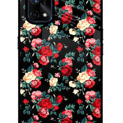 Rose Pattern Realme X7 Pro Glass Case Back Cover by Casekaro
