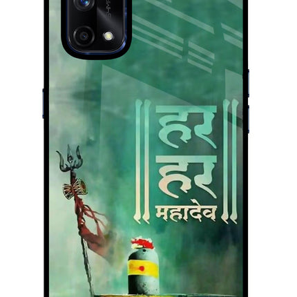 Har Har Mahadev Shivling Realme X7 Pro Glass Case Back Cover by Casekaro