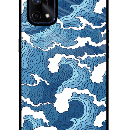 Blue Waves Realme X7 Pro Glass Case Back Cover by Casekaro