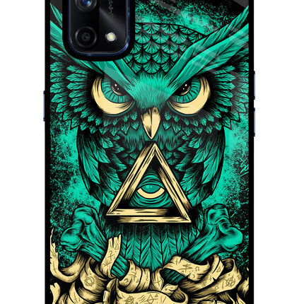 Green Owl Realme X7 Pro Glass Case Back Cover by Casekaro