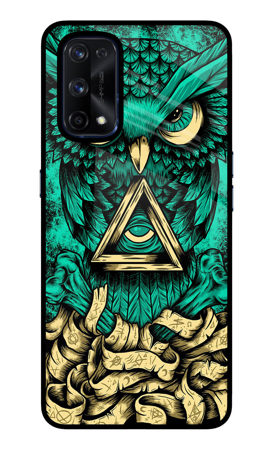 Green Owl Realme X7 Pro Back Cover, Glass case