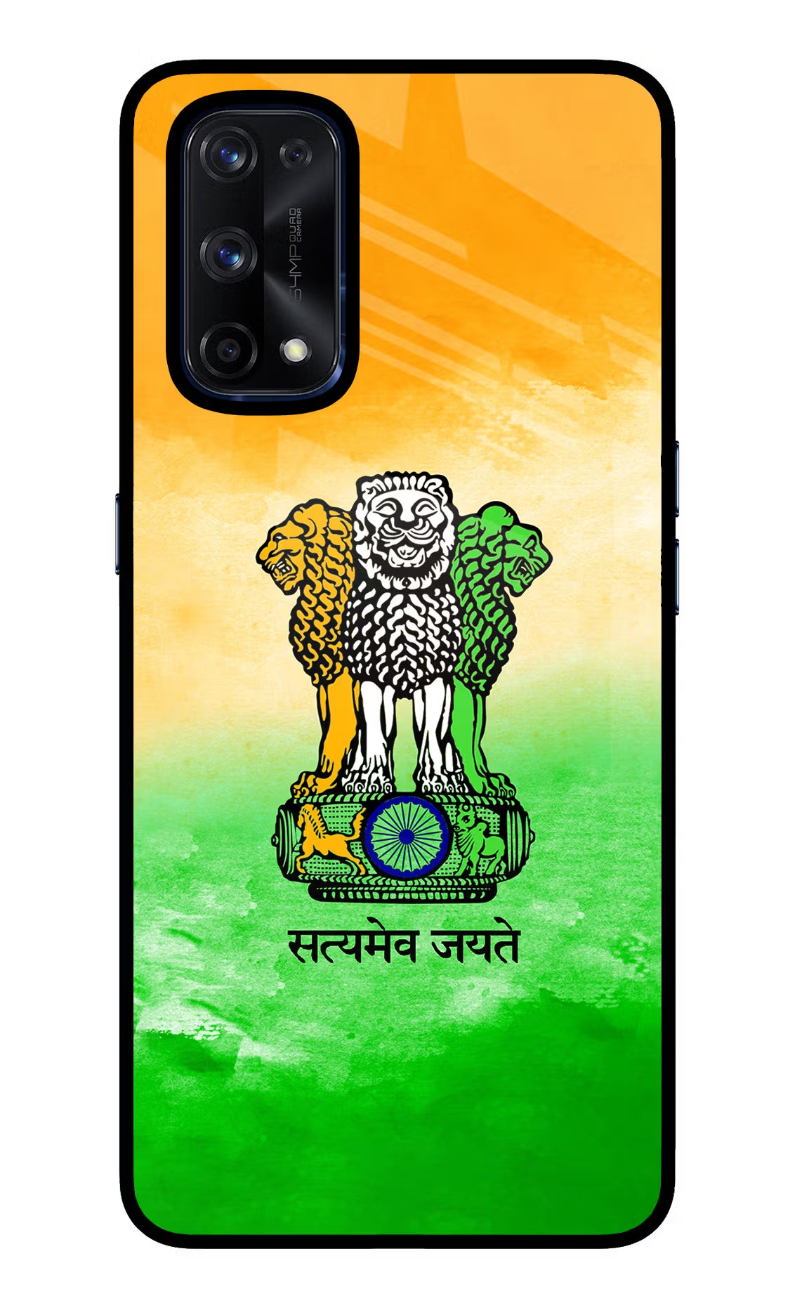 Satyamev Jayate Flag Realme X7 Pro Glass Case Back Cover by Casekaro