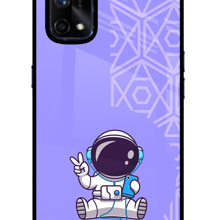 Cute Astronaut Chilling Realme X7 Pro Glass Case Back Cover by Casekaro