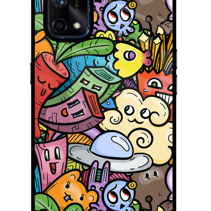 Veggie Doodle Realme X7 Pro Glass Case Back Cover by Casekaro