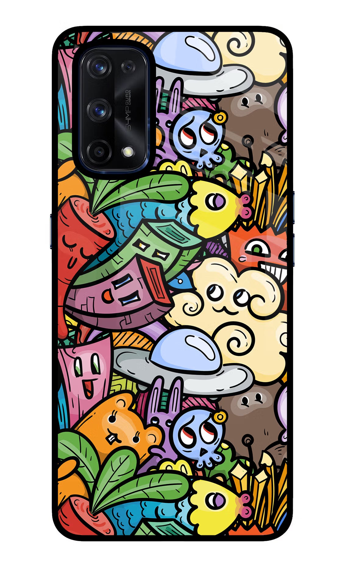 Veggie Doodle Realme X7 Pro Glass Case Back Cover by Casekaro