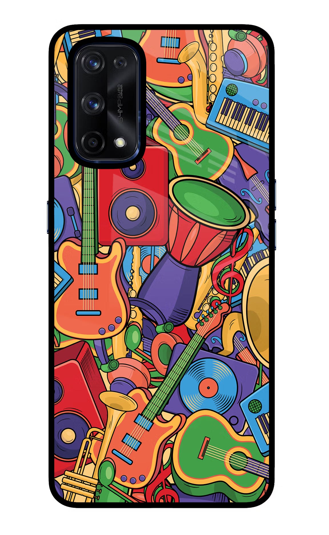 Music Instrument Doodle Realme X7 Pro Glass Case Back Cover by Casekaro