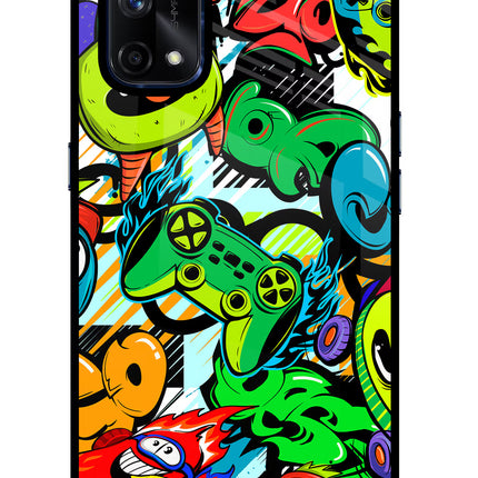 Game Doodle Realme X7 Pro Glass Case Back Cover by Casekaro