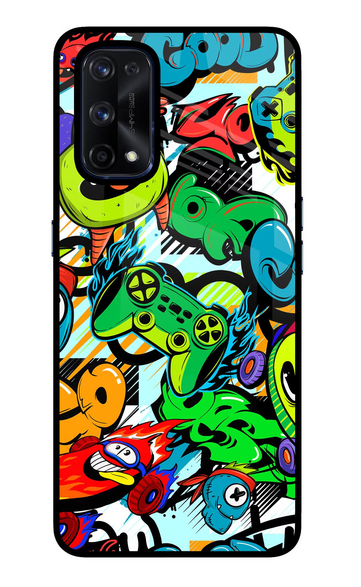 Game Doodle Realme X7 Pro Glass Case Back Cover by Casekaro