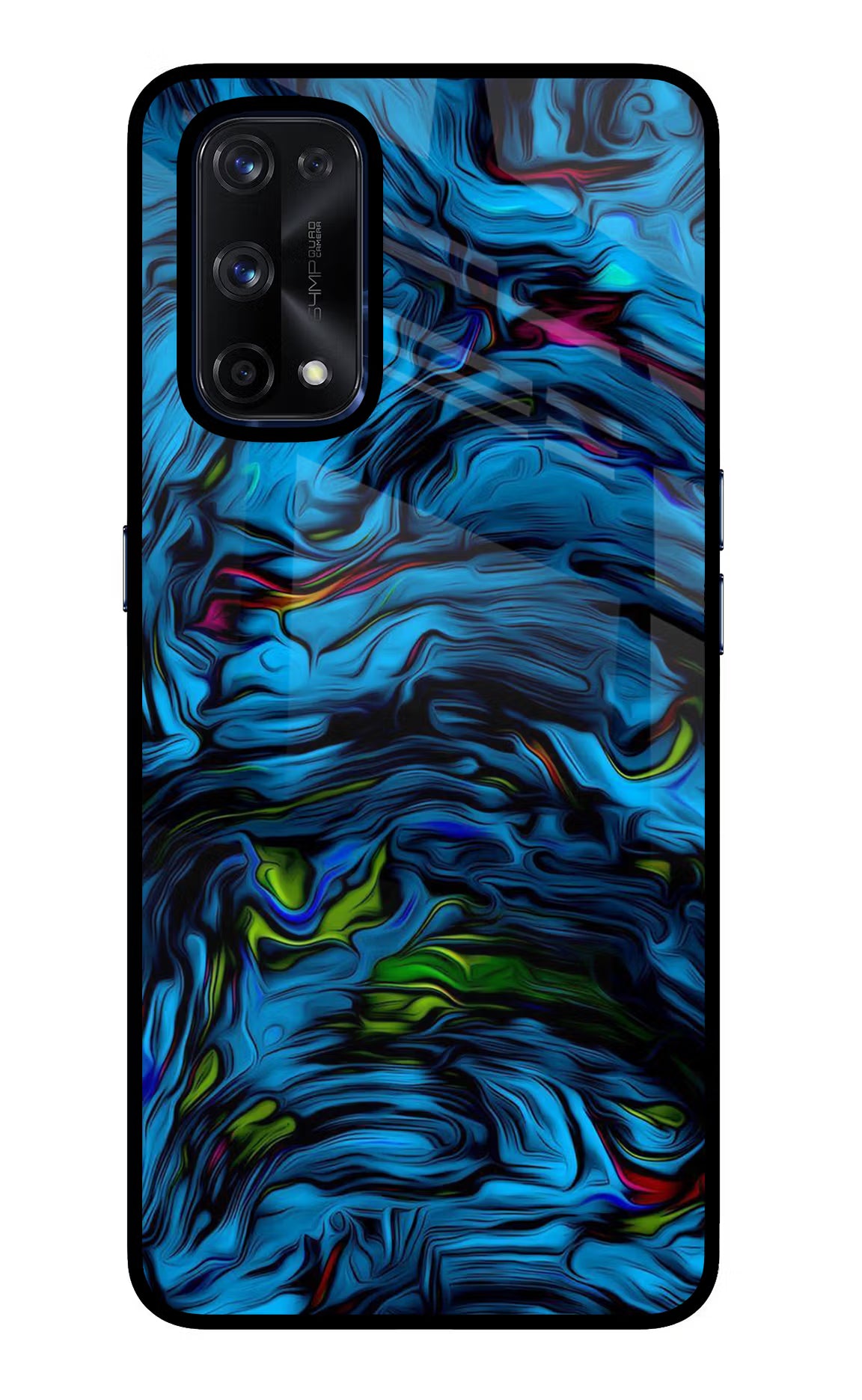 Dark Blue Abstract Realme X7 Pro Glass Case Back Cover by Casekaro