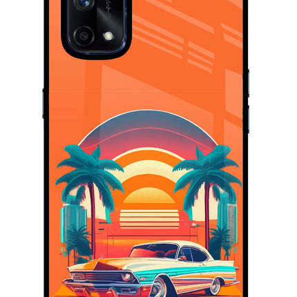 Palm Drive 80s Realme X7 Pro Glass Case Back Cover by Casekaro