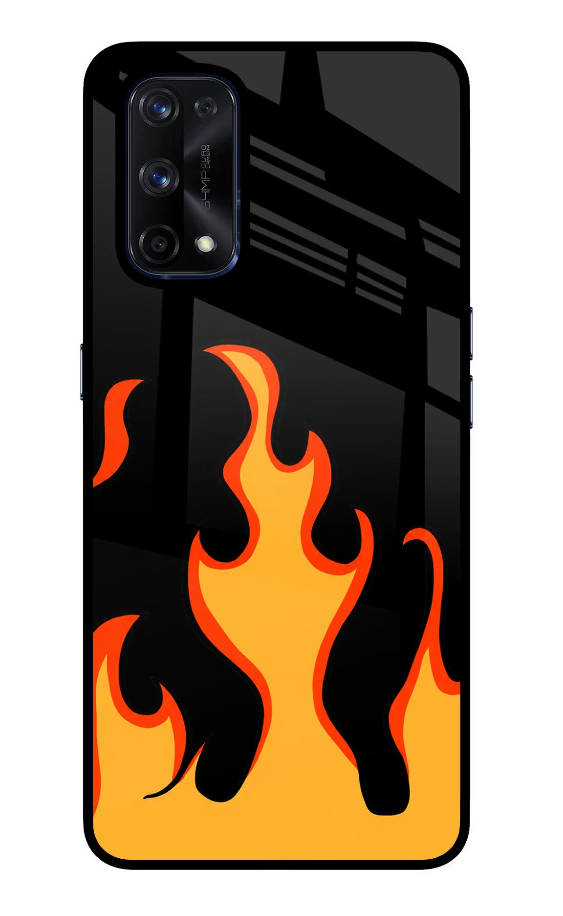 Fired Up – Black Realme X7 Pro Glass Case Back Cover by Casekaro