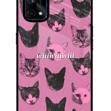 Pink Cats Realme X7 Pro Glass Case Back Cover by Casekaro
