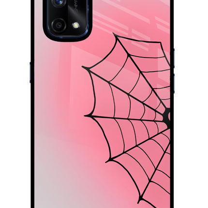 Pink Web Realme X7 Pro Glass Case Back Cover by Casekaro