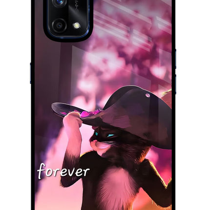 Forever Cat Realme X7 Pro Glass Case Back Cover by Casekaro