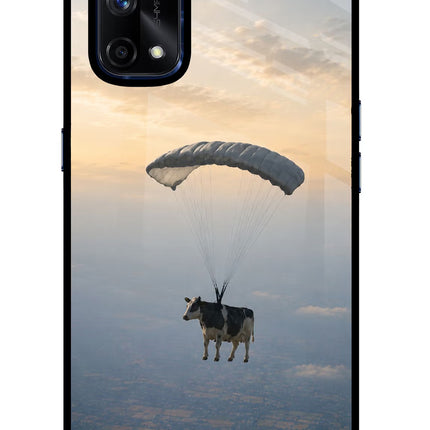 Skydiving Cow Realme X7 Pro Glass Case