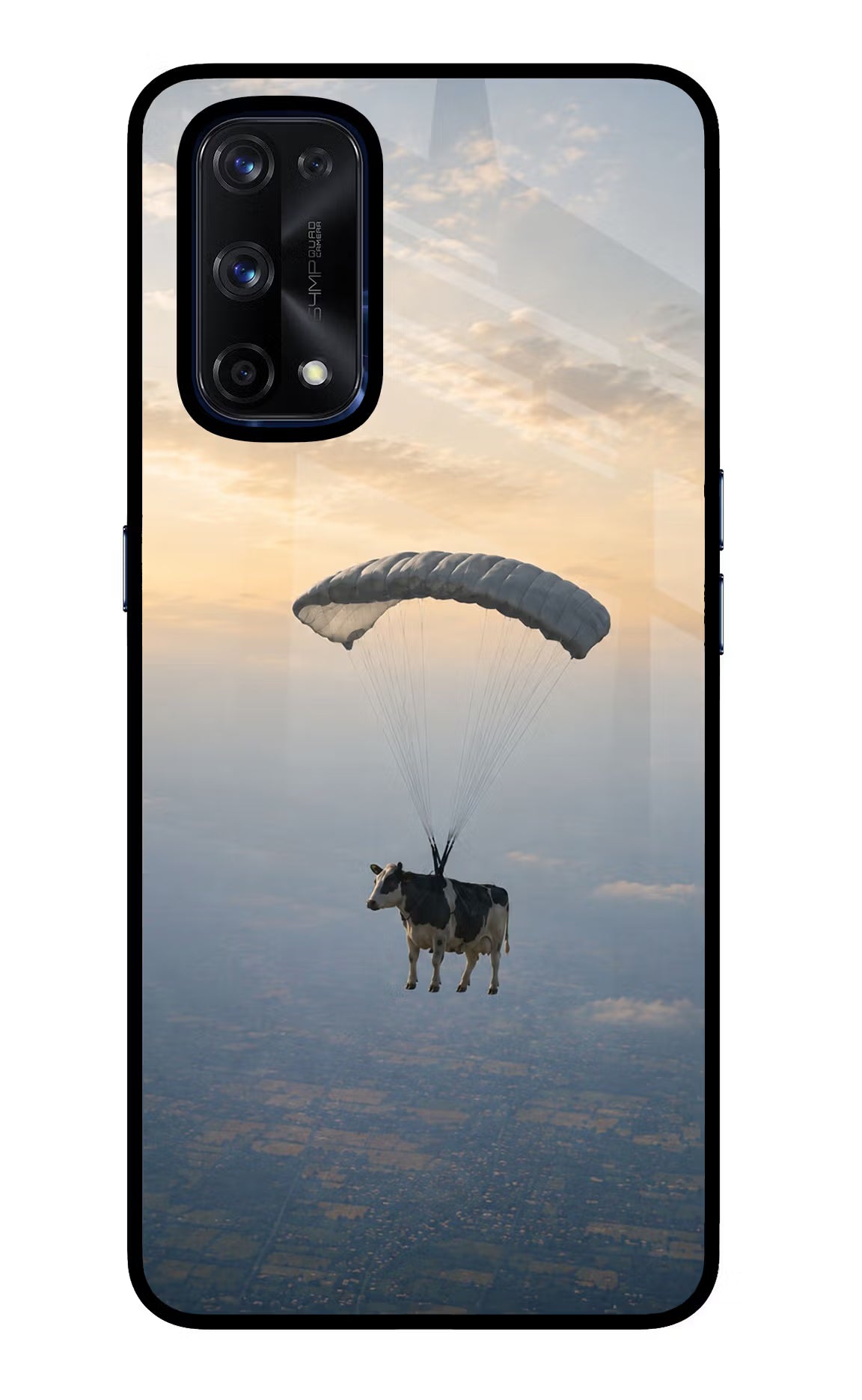 Skydiving Cow Realme X7 Pro Glass Case