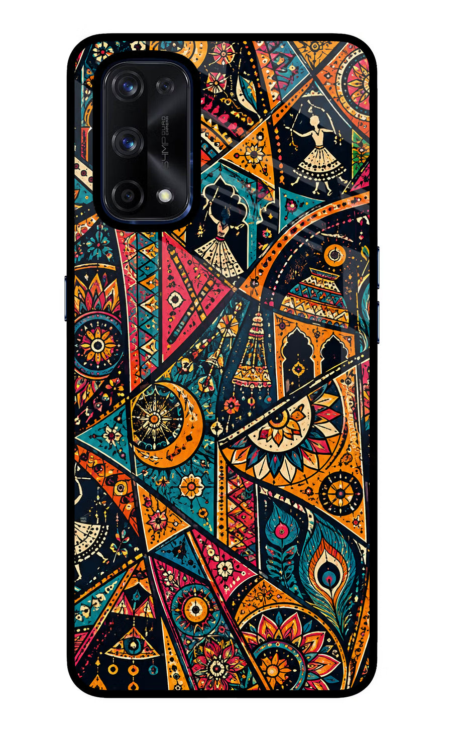 Folk Print Realme X7 Pro Back Cover, Glass case