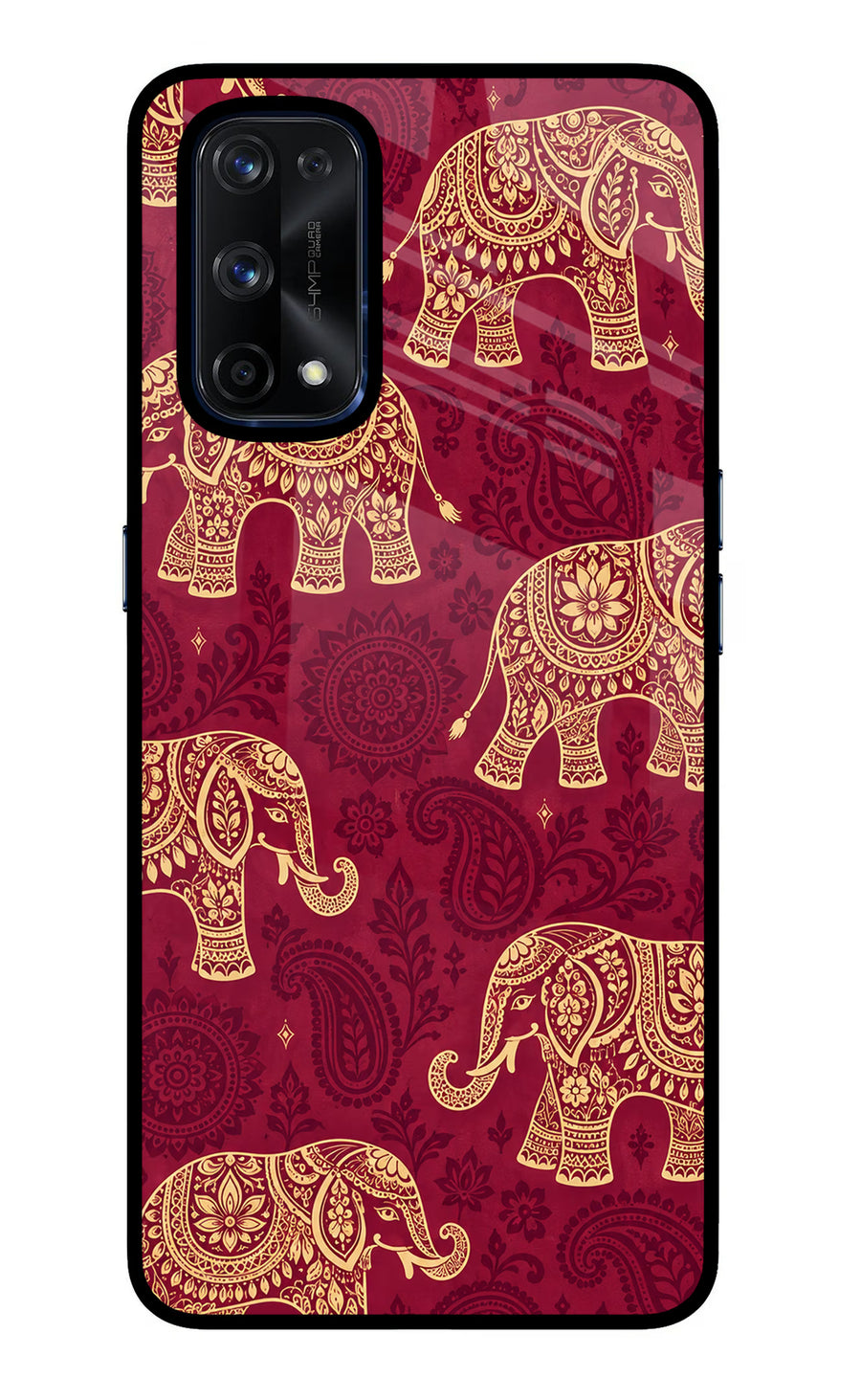 Maroon Elephant Realme X7 Pro Back Cover, Glass case