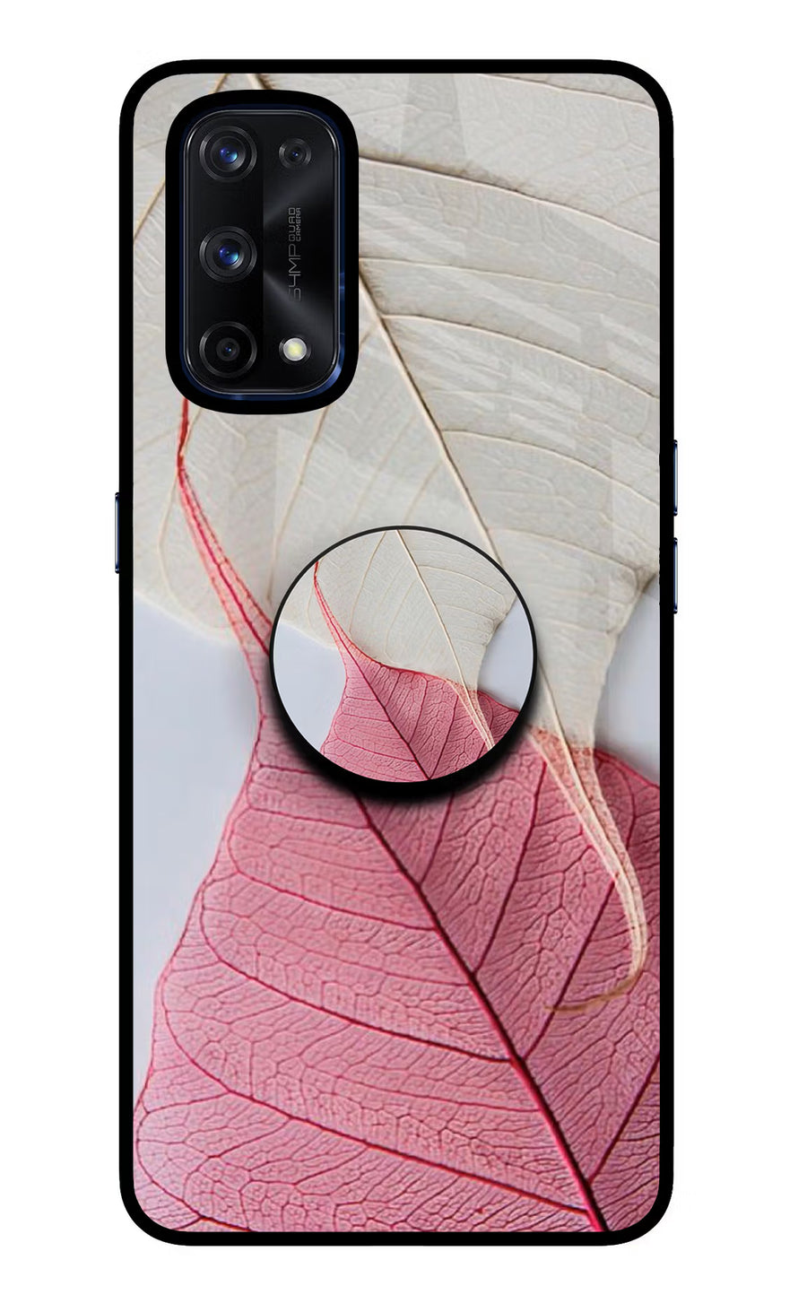 White Pink Leaf Realme X7 Pro Pop Case, Glass case