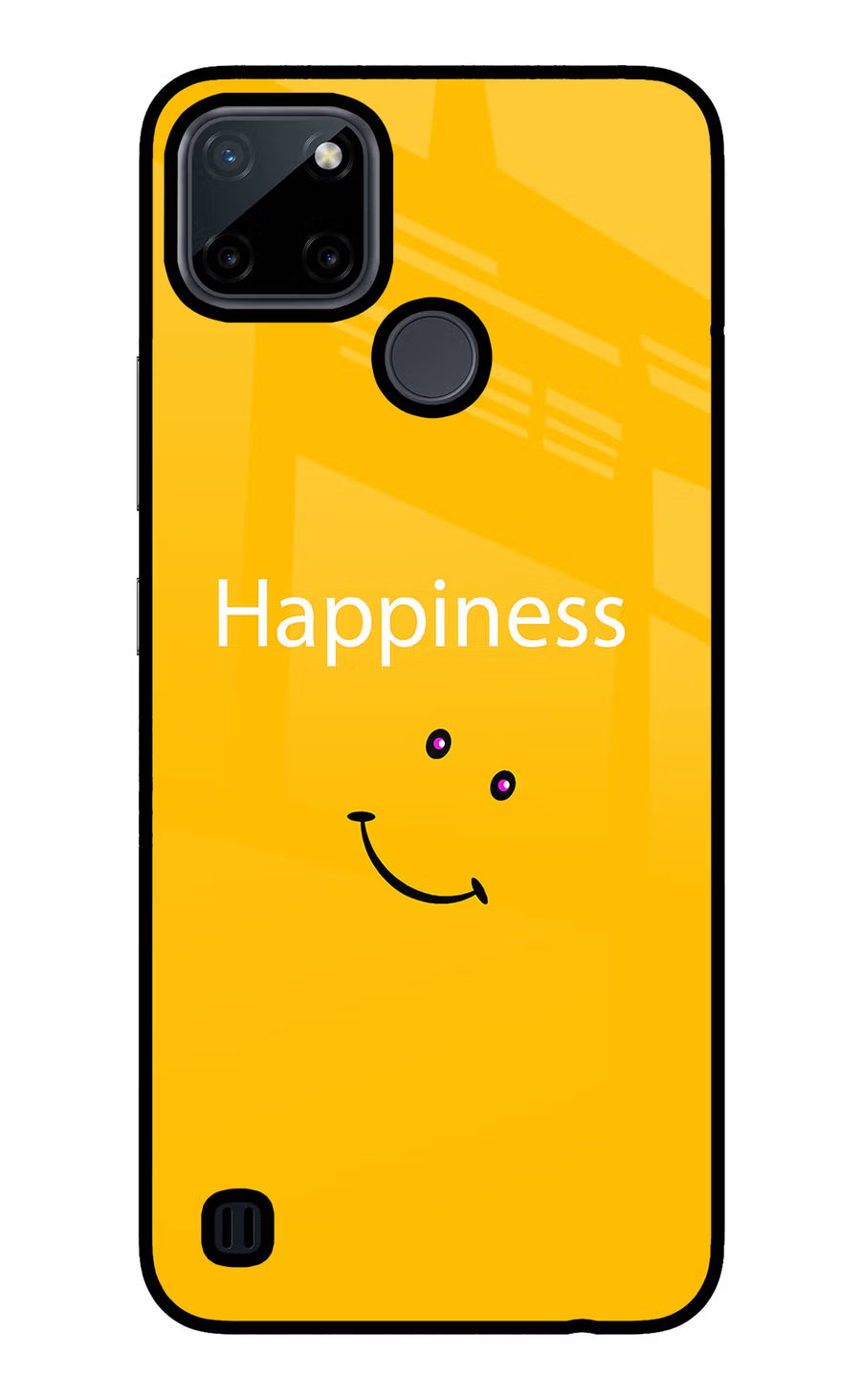 Happiness With Smiley Realme C21Y/C25Y Back Cover, Glass case