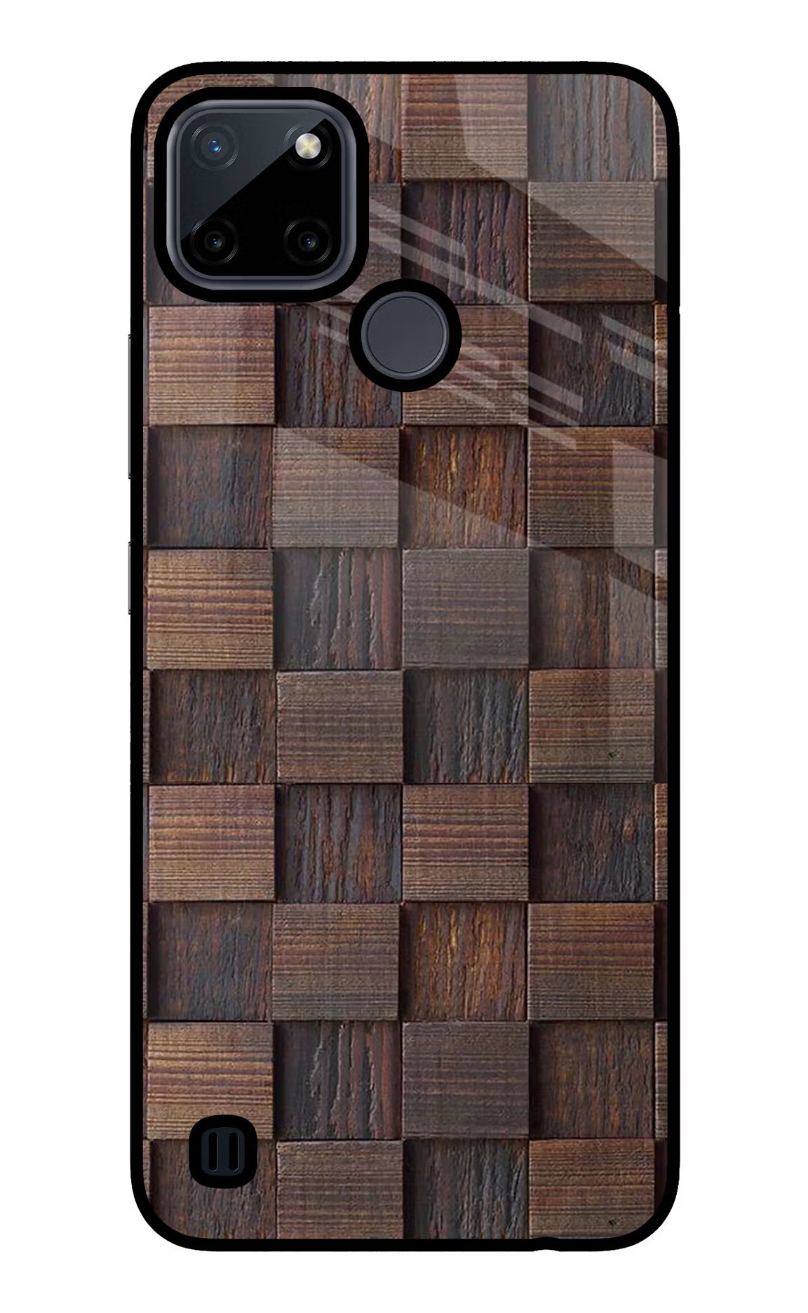 Wooden Cube Design Realme C21Y/C25Y Glass Case Back Cover by Casekaro