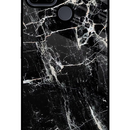 Black Marble Texture Realme C21Y/C25Y Glass Case Back Cover by Casekaro
